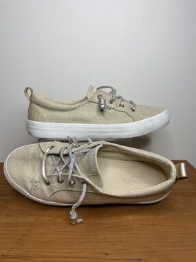 SPERRY SIZE 8.5 Casual Beige and Gold Boat Shoe